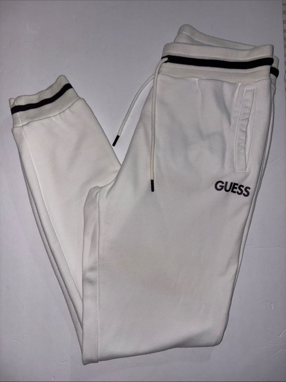 Guess White Joggers with Black Trim